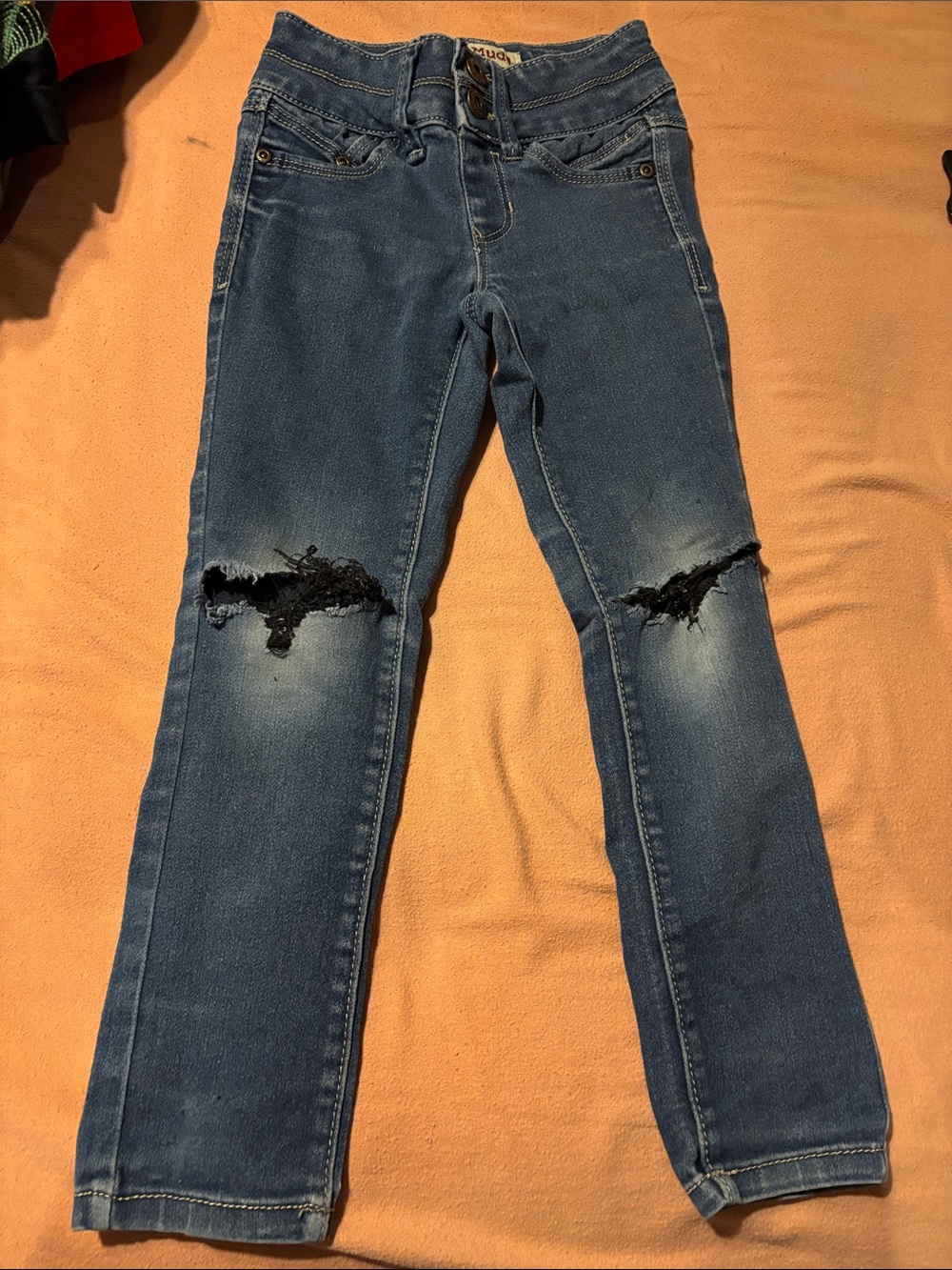 Mudd Girls Blue Distressed Skinny Jeans